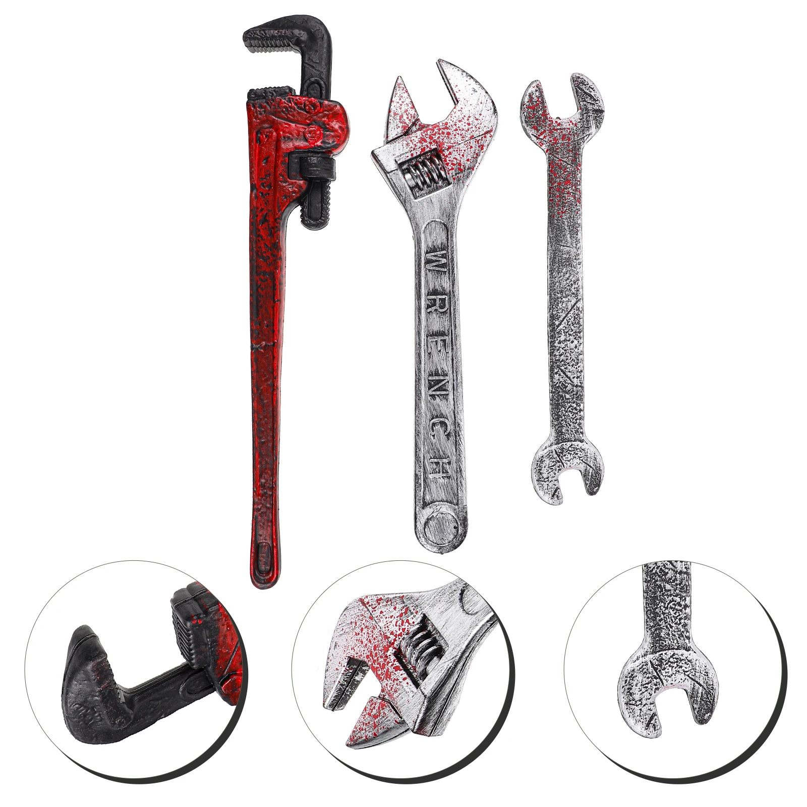 3Pcs High Simulation Halloween Wrench Props Plastic Tool Set Perfect for Costume Decoration
3Pcs High Simulation Halloween Wrench Props Plastic Tool Set Perfect for Costume Decoration