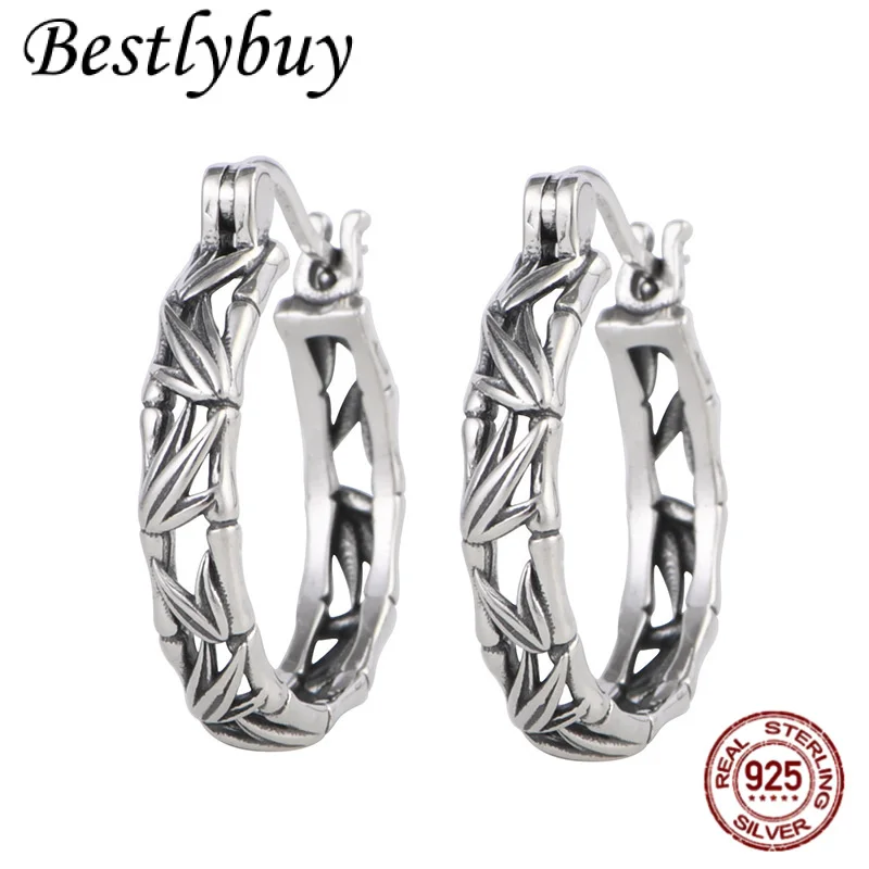Real S925 Silver Earrings 2.1CM Retro Fashion Small Hollow Bamboo Leaf Bamboo Knot Simple Earrings for Women
Real S925 Silver Earrings 2.1CM Retro Fashion Small Hollow Bamboo Leaf Bamboo Knot Simple Earrings for Women