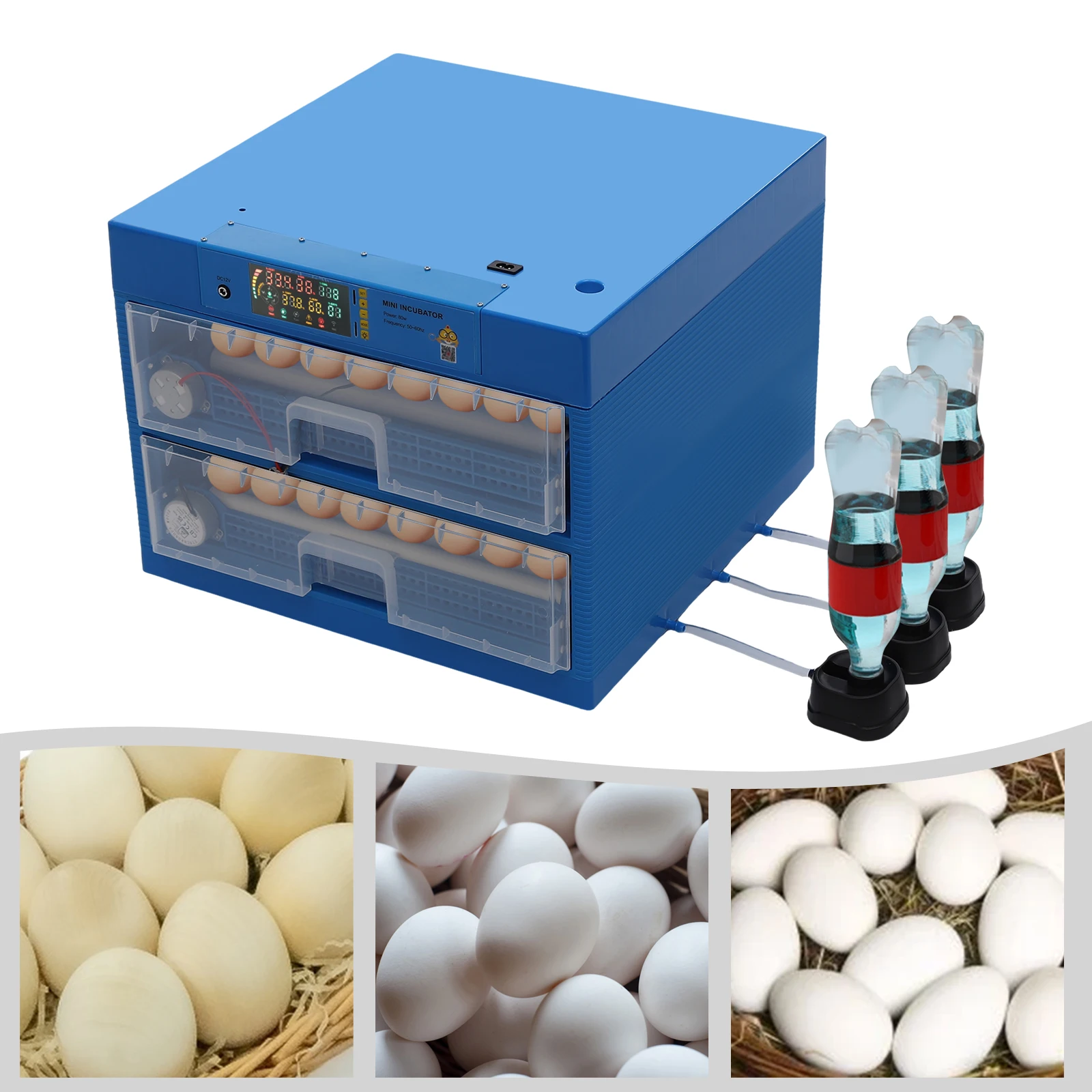 128 Eggs Tabletop Digital Poultry Hatcher Machine Automatic Humidity Control Egg Incubator with Drawer Egg Tray
128 Eggs Tabletop Digital Poultry Hatcher Machine Automatic Humidity Control Egg Incubator with Drawer Egg Tray