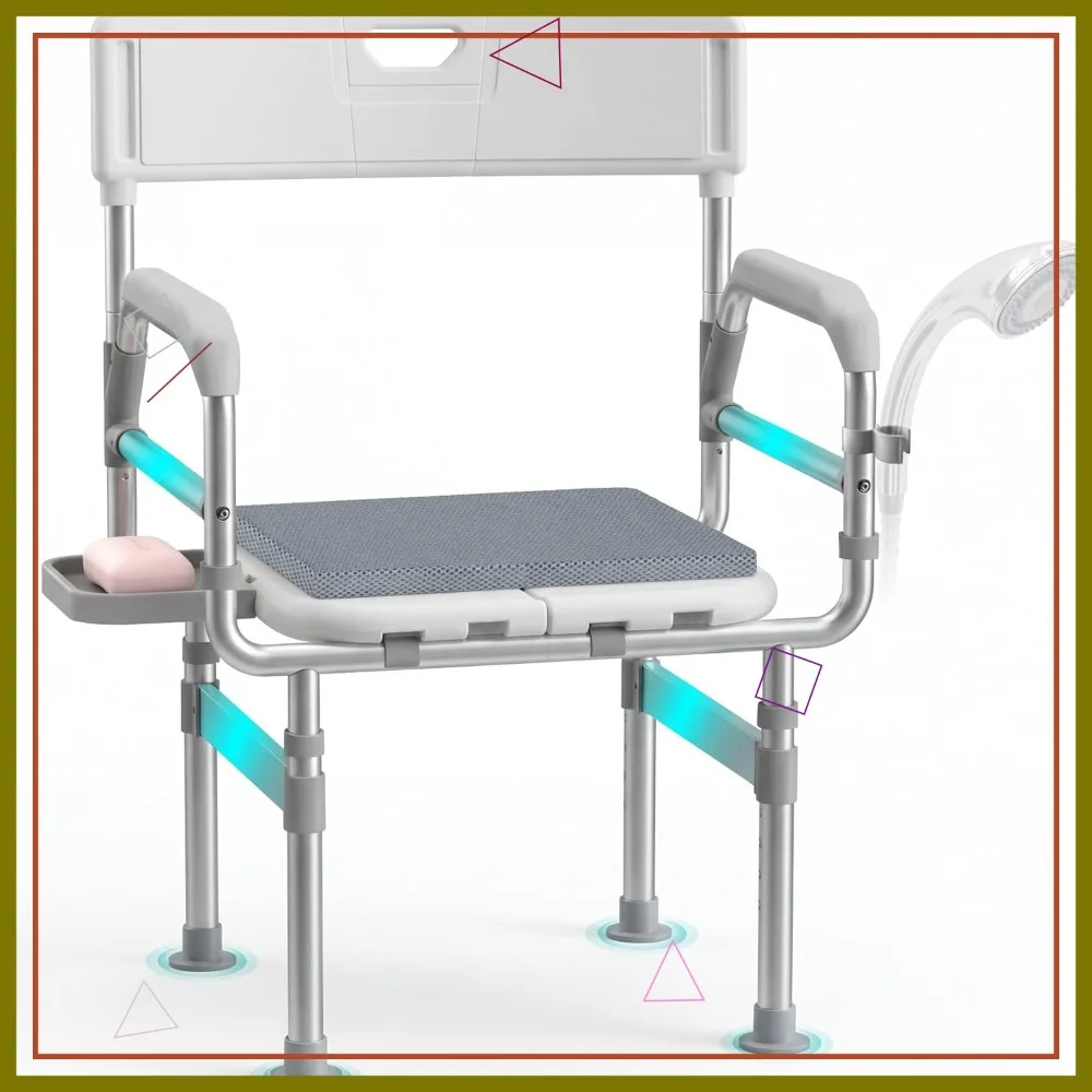 Adjustable Folding Shower Chair for Elderly and Disabled, 440lb Capacity with Arms, Back, Cushion & Shelf
Adjustable Folding Shower Chair for Elderly and Disabled, 440lb Capacity with Arms, Back, Cushion & Shelf