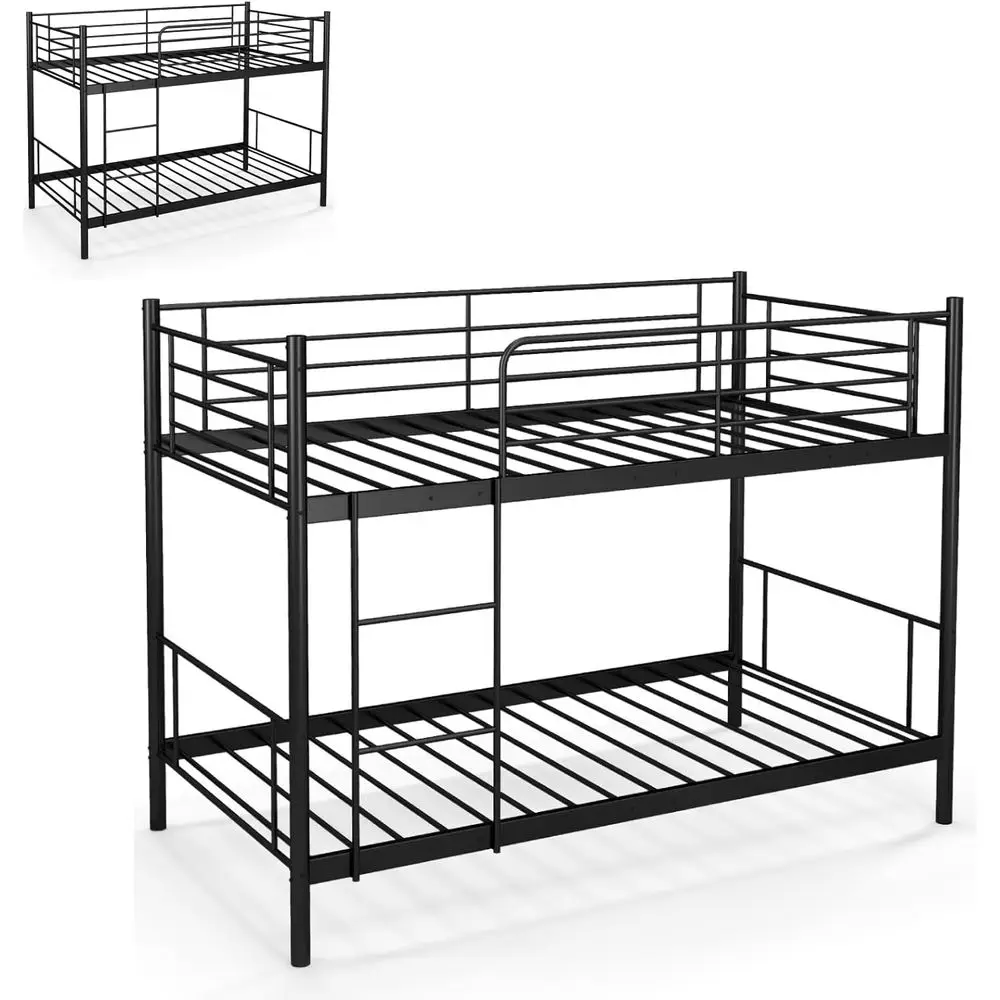 Черная металлическая двухъярусная кровать с лестницей и предохранительными направляющими для взрослых и подростков, коробчатая пружина не требуется
Черная металлическая двухъярусная кровать с лестницей и предохранительными направляющими для взрослых и подростков, коробчатая пружина не требуется