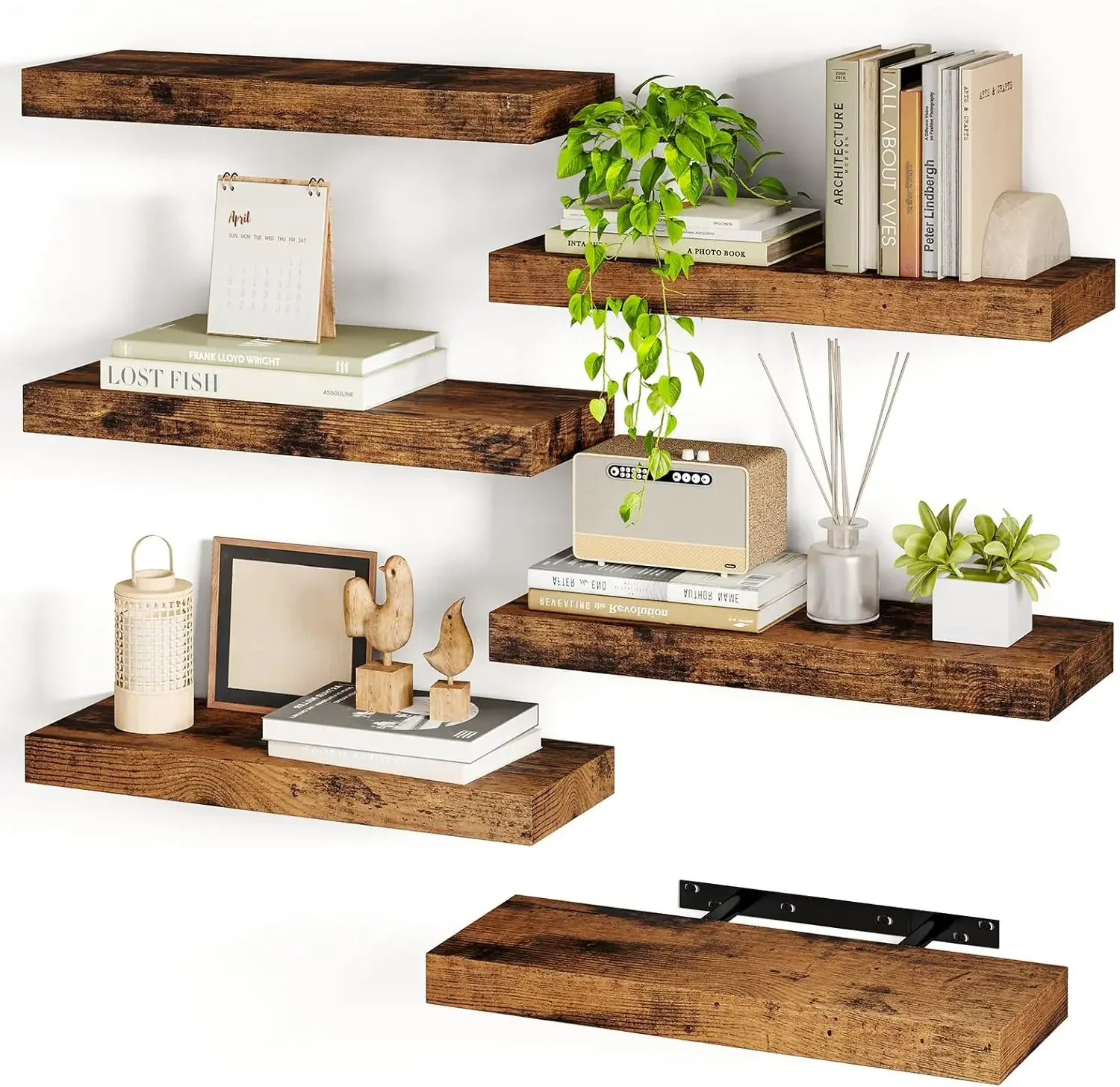 15.8in Floating Shelves, Set of 6 Wood Shelves, Farmhouse Shelf Wall Decor for Bathroom, Living and Kitchen Room (Rustic Brown)
15.8in Floating Shelves, Set of 6 Wood Shelves, Farmhouse Shelf Wall Decor for Bathroom, Living and Kitchen Room (Rustic Brown)
