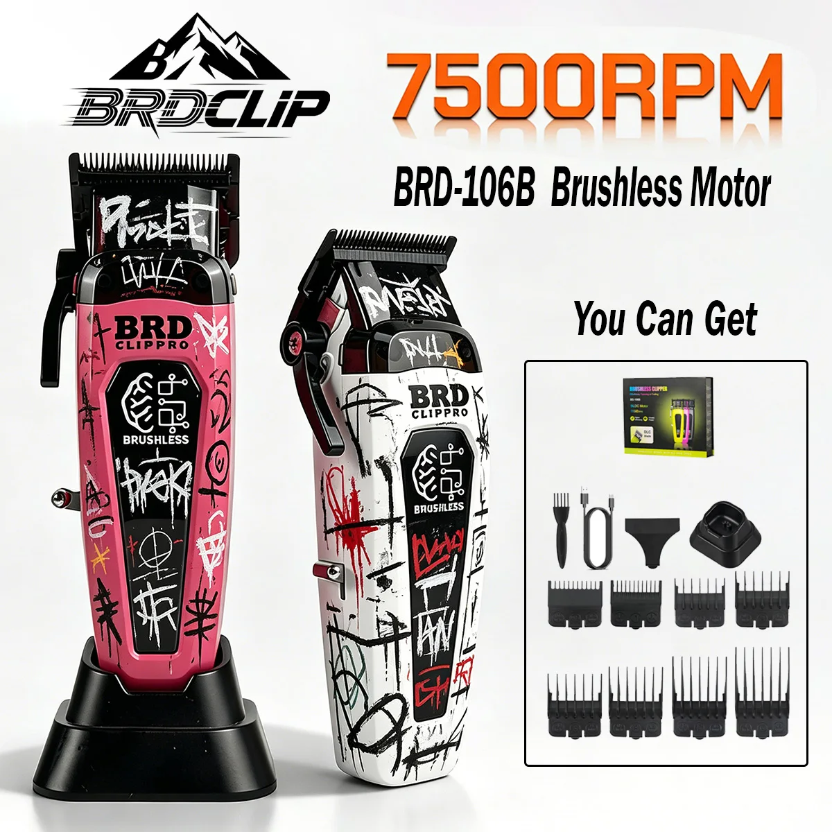 BRDCLIPPRO Cordless Hair Clipper 7500RPM Brushless Motor DLC Carbon Blade Magnetic Snap On Cover Multiple Charging Methods Men's
BRDCLIPPRO Cordless Hair Clipper 7500RPM Brushless Motor DLC Carbon Blade Magnetic Snap On Cover Multiple Charging Methods Men's