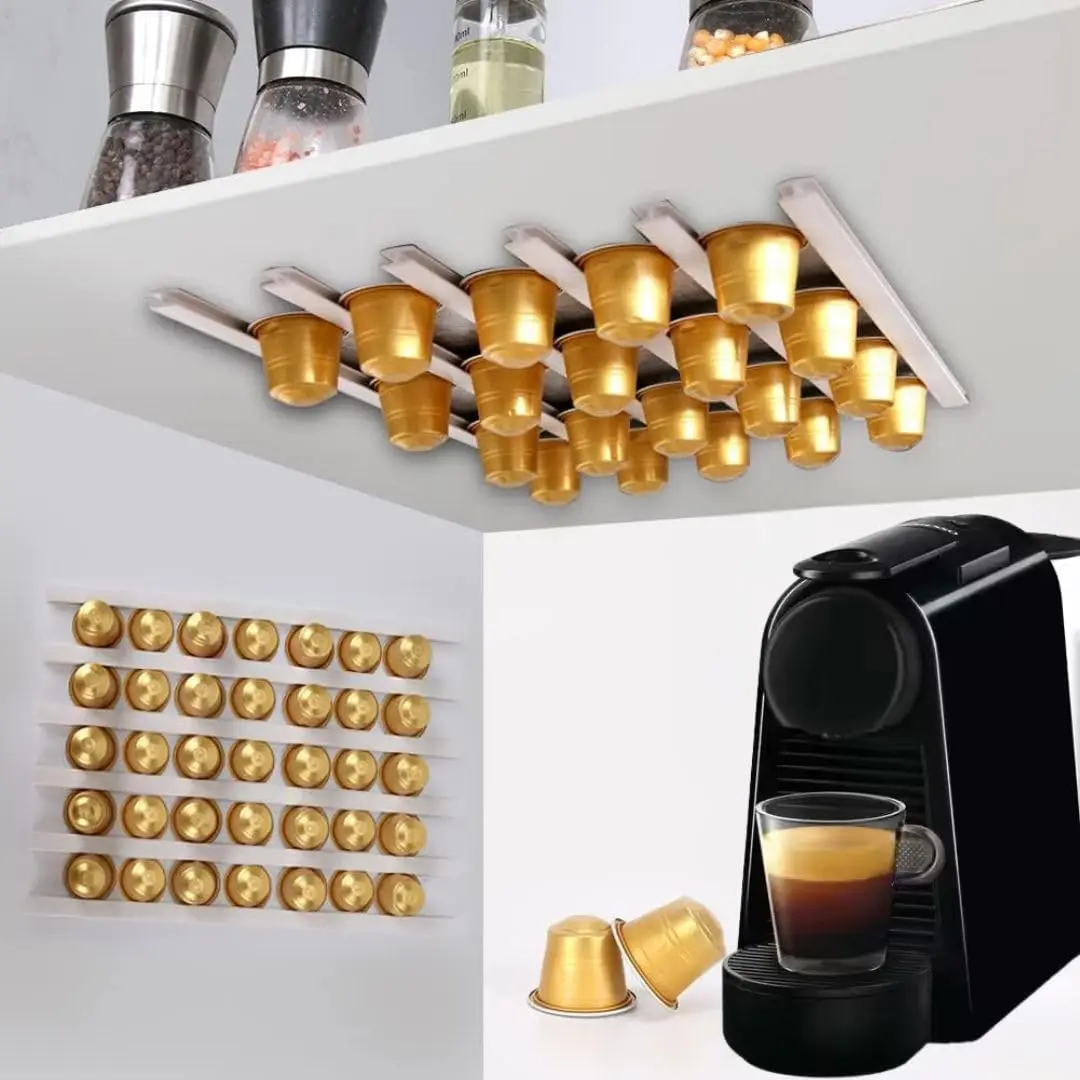 Capsule Holder Compatible with All Coffee Capsule Types Designed to Organize Kitchen Space and Mount on Various Surfaces
Capsule Holder Compatible with All Coffee Capsule Types Designed to Organize Kitchen Space and Mount on Various Surfaces