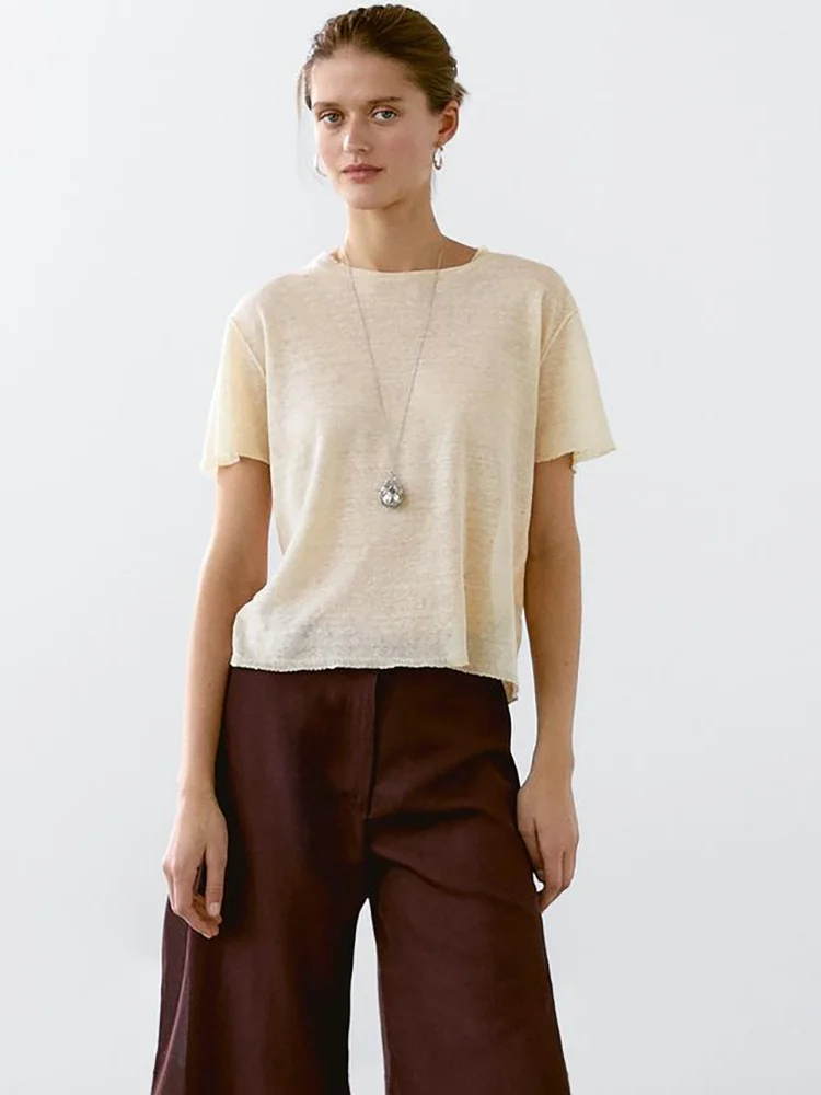 Lightweight ort Sve round Ne Knitted T-irt Women's Basic Sle Casual Simple Beige Top Commute Faion Straight Cut
Lightweight ort Sve round Ne Knitted T-irt Women's Basic Sle Casual Simple Beige Top Commute Faion Straight Cut