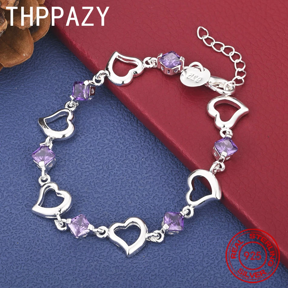 THPPAZY браслет из стерлингового серебра 925 пробы с фиолетовым цирконием в форме сердца для женщин, модный вечерние, романтический, на День святого Валентина, ювелирные изделия, подарок
THPPAZY браслет из стерлингового серебра 925 пробы с фиолетовым цирконием в форме сердца для женщин, модный вечерние, романтический, на День святого Валентина, ювелирные изделия, подарок
