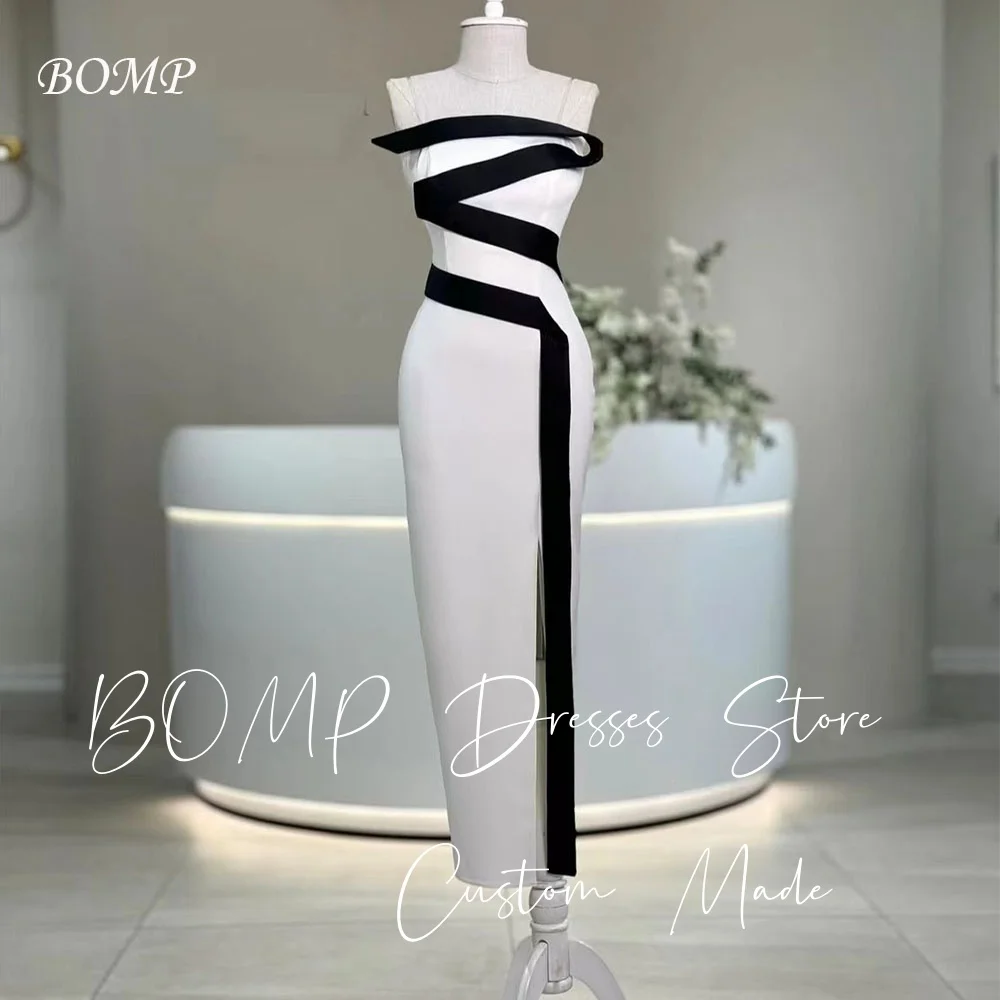 BOMP Contrast Black White Evening Dresses Bow Strapless Straight Chiffon Saudi Arabic Formal Occasion Party Dress Customized
BOMP Contrast Black White Evening Dresses Bow Strapless Straight Chiffon Saudi Arabic Formal Occasion Party Dress Customized