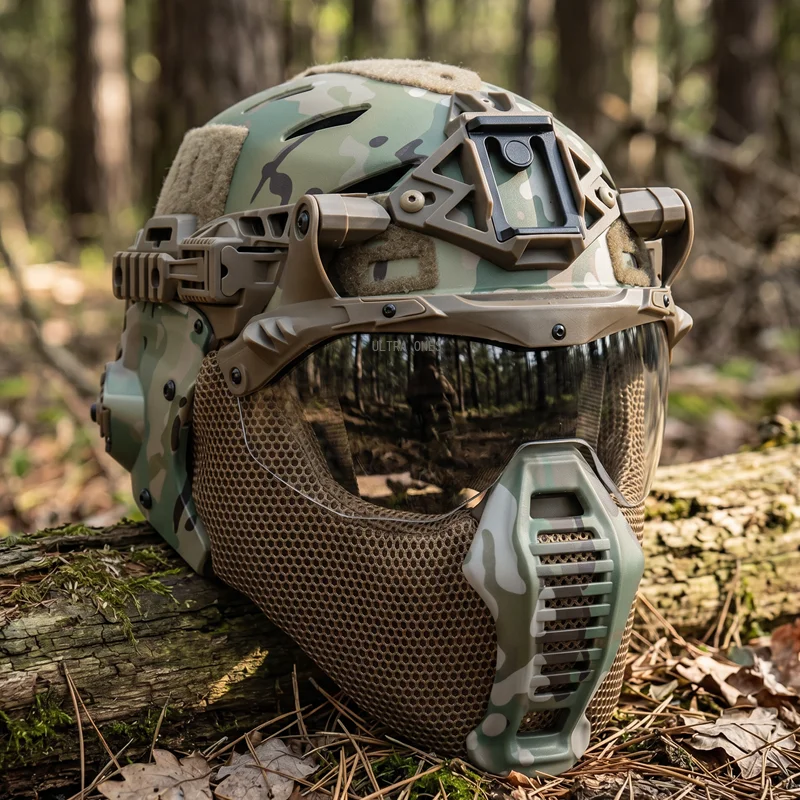 Tactical Full Protective Helmet with Half Face Mask Mouthguard/Flip Goggles/Ear Cover Hunting Airsoft Paintball Wendy 3.0 Helmet
Tactical Full Protective Helmet with Half Face Mask Mouthguard/Flip Goggles/Ear Cover Hunting Airsoft Paintball Wendy 3.0 Helmet