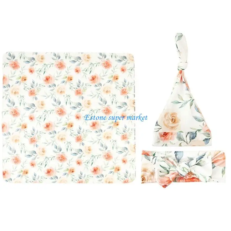 090B 3pcs/set Newborn Floral Print Photography Props Baby Stretch Wrap Swaddle with Headband and Beanie Hat
090B 3pcs/set Newborn Floral Print Photography Props Baby Stretch Wrap Swaddle with Headband and Beanie Hat