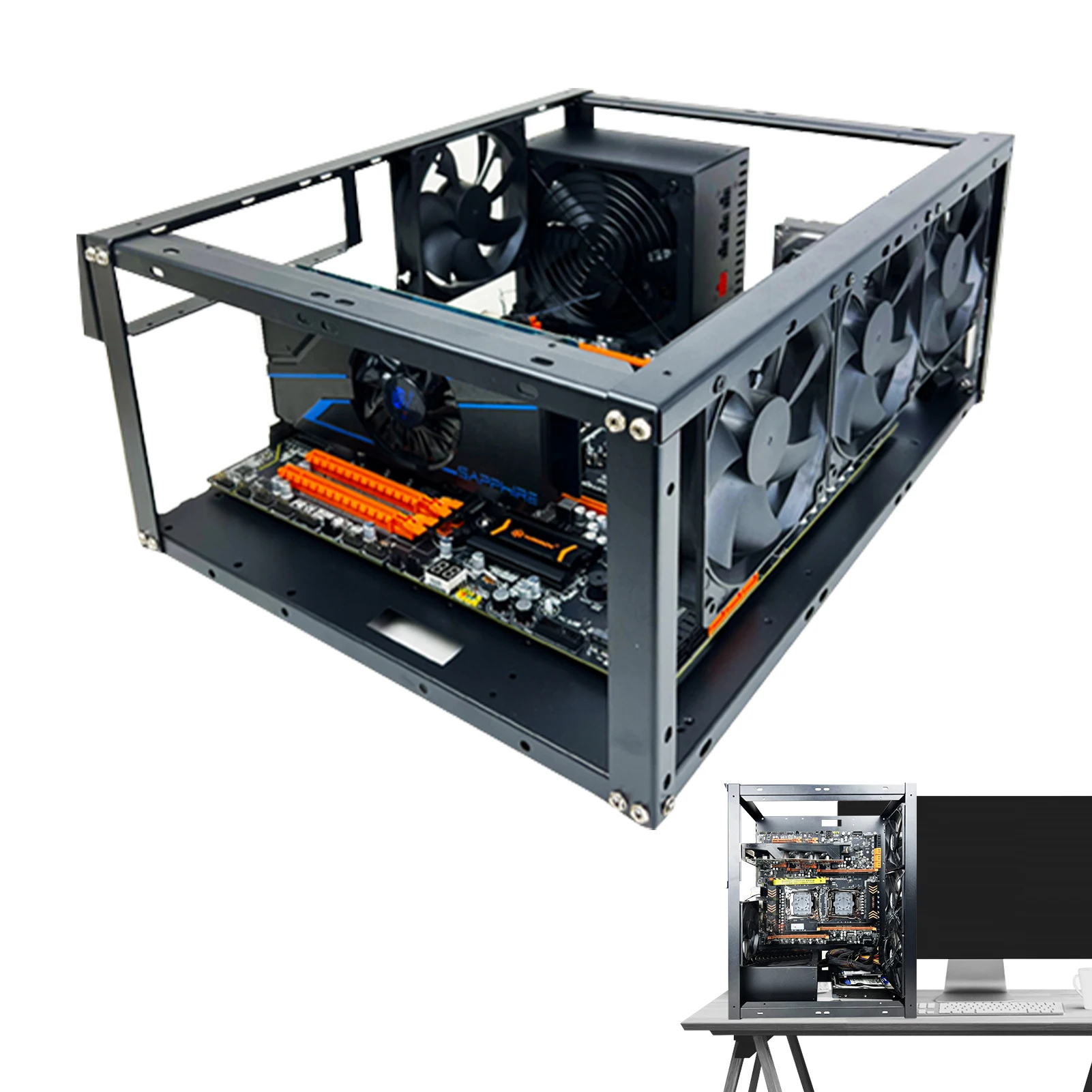 DIY Computer Motherboard Case Rack Aluminum Frame Chassis Cooling Rack Stand Open Chassis Support Bracket With Heat Dissipation
DIY Computer Motherboard Case Rack Aluminum Frame Chassis Cooling Rack Stand Open Chassis Support Bracket With Heat Dissipation