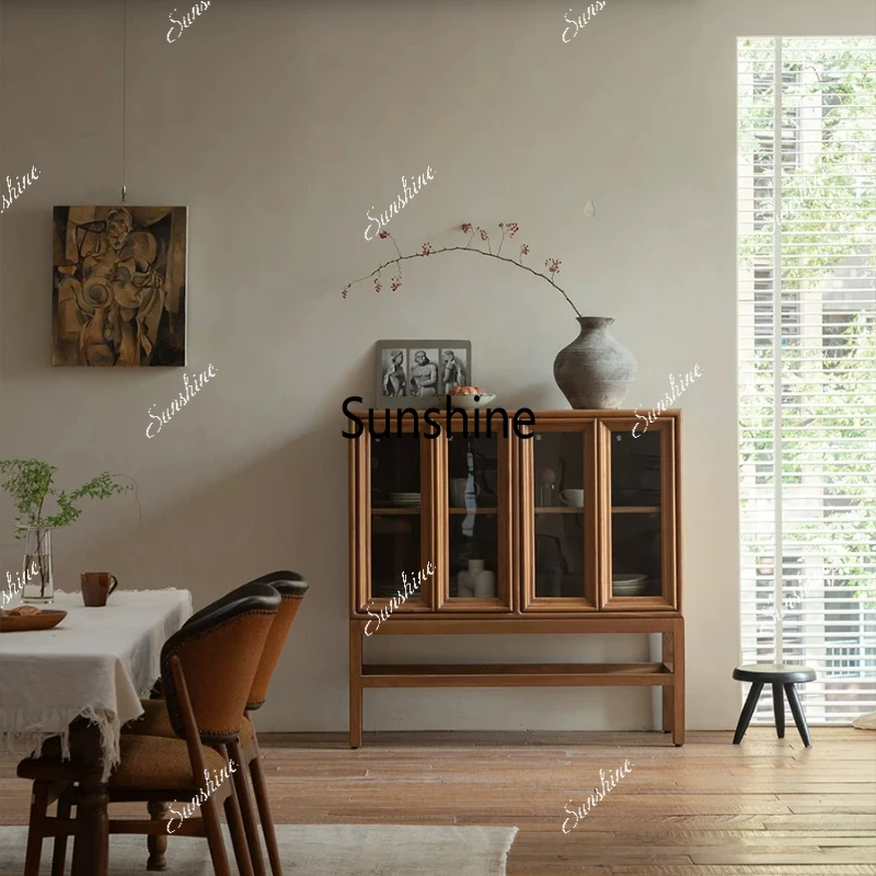 Medieval retro style living room dining side cabinet glass bookcase solid wood display cabinet
Medieval retro style living room dining side cabinet glass bookcase solid wood display cabinet