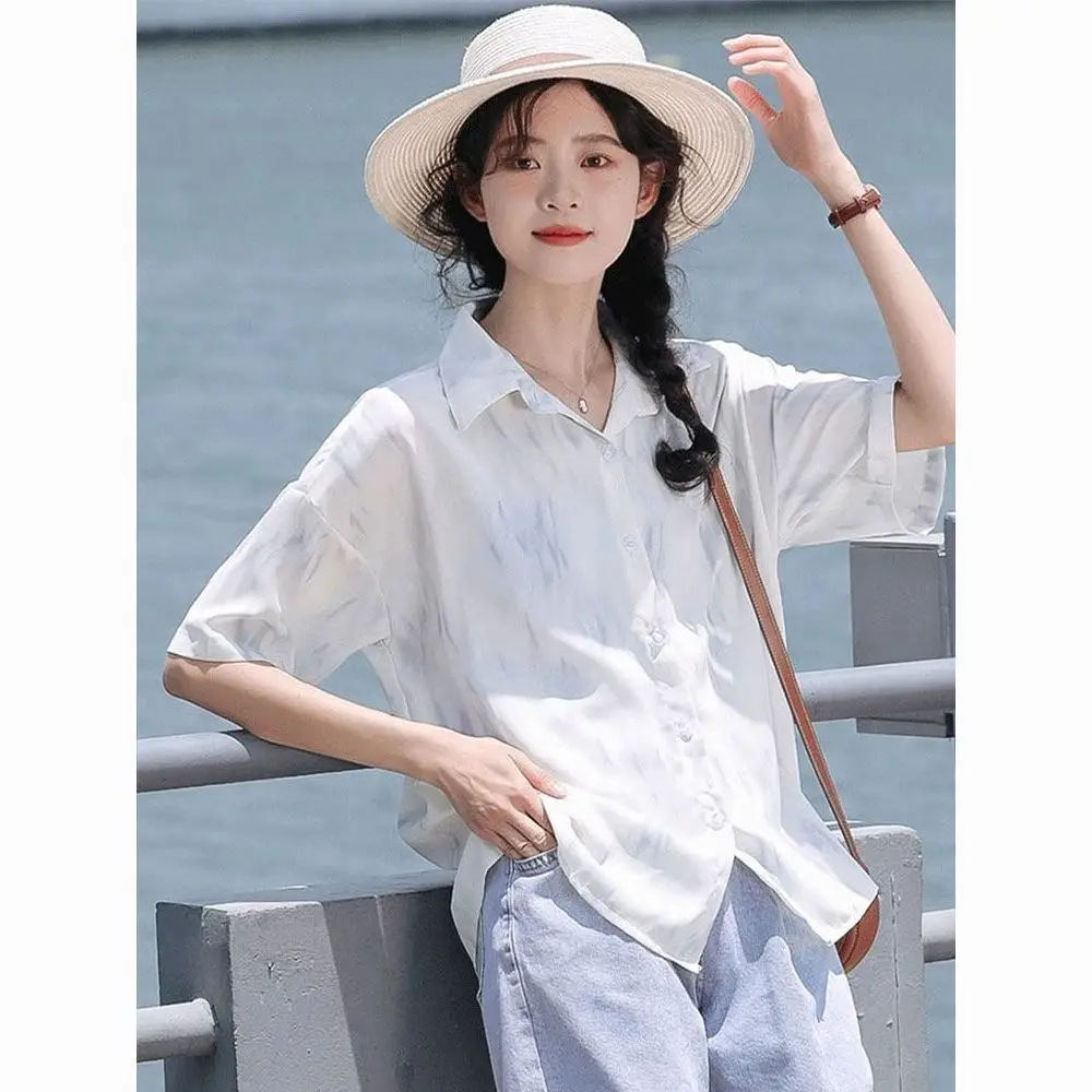 Short Sleeve Shirts Womens Mesh Pleated Pintuck Cropped Shirt Home Comfort Trendy Urban Artistic Student Youthful Girlish
Short Sleeve Shirts Womens Mesh Pleated Pintuck Cropped Shirt Home Comfort Trendy Urban Artistic Student Youthful Girlish