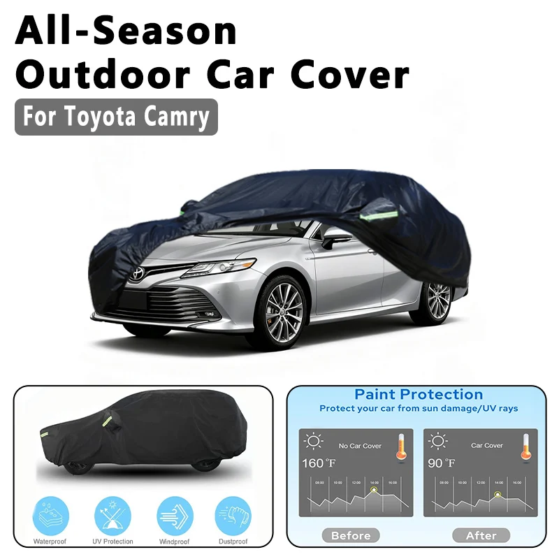 Автомобильный чехол для Toyota Camry — полная защита на открытом воздухе, водонепроницаемый, пылезащитный, термостойкий, всесезонные внешние аксессуары
Автомобильный чехол для Toyota Camry — полная защита на открытом воздухе, водонепроницаемый, пылезащитный, термостойкий, всесезонные внешние аксессуары