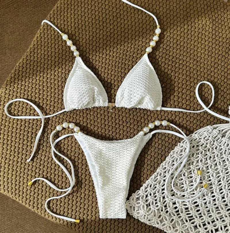 sexy white plain micro pearl bikinis sets two pieces thong tie swimsuits bathing suit beach outfits swimwear biquini tankini
sexy white plain micro pearl bikinis sets two pieces thong tie swimsuits bathing suit beach outfits swimwear biquini tankini
