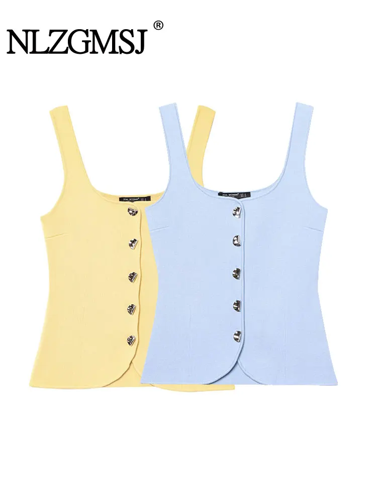 Лето 2025 г., женский однобортный жилет, новые модные вязаные жилеты для женщин, уличная одежда без рукавов, шикарный жилет, топы 
Лето 2025 г., женский однобортный жилет, новые модные вязаные жилеты для женщин, уличная одежда без рукавов, шикарный жилет, топы