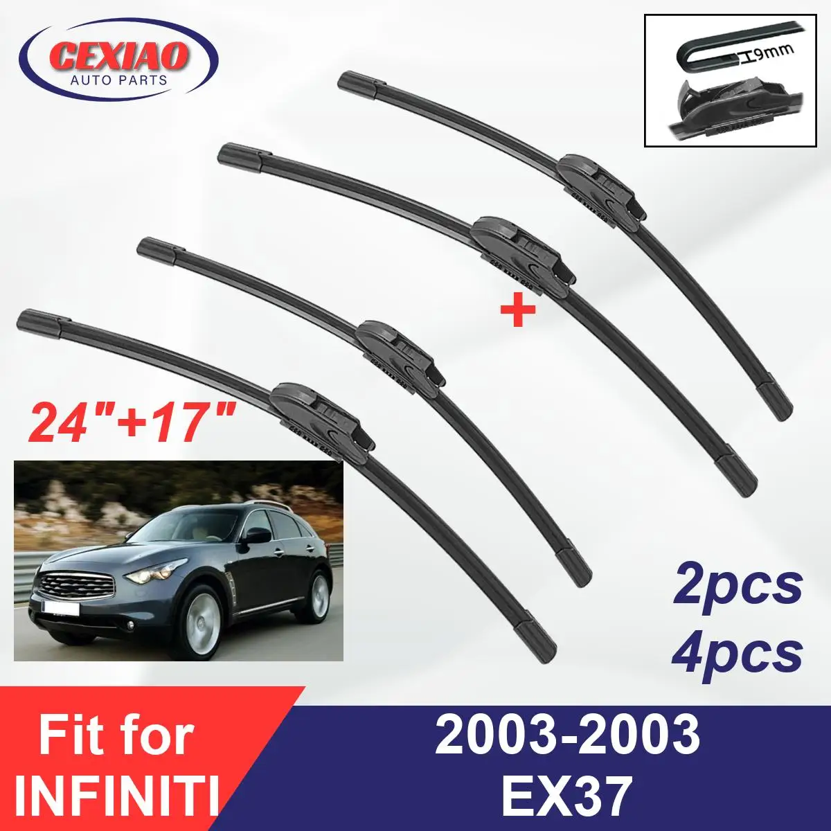 Для INFINITI EX37 2003-2003 щетки переднего стеклоочистителя без костей, безрамная резиновая чистка
Для INFINITI EX37 2003-2003 щетки переднего стеклоочистителя без костей, безрамная резиновая чистка