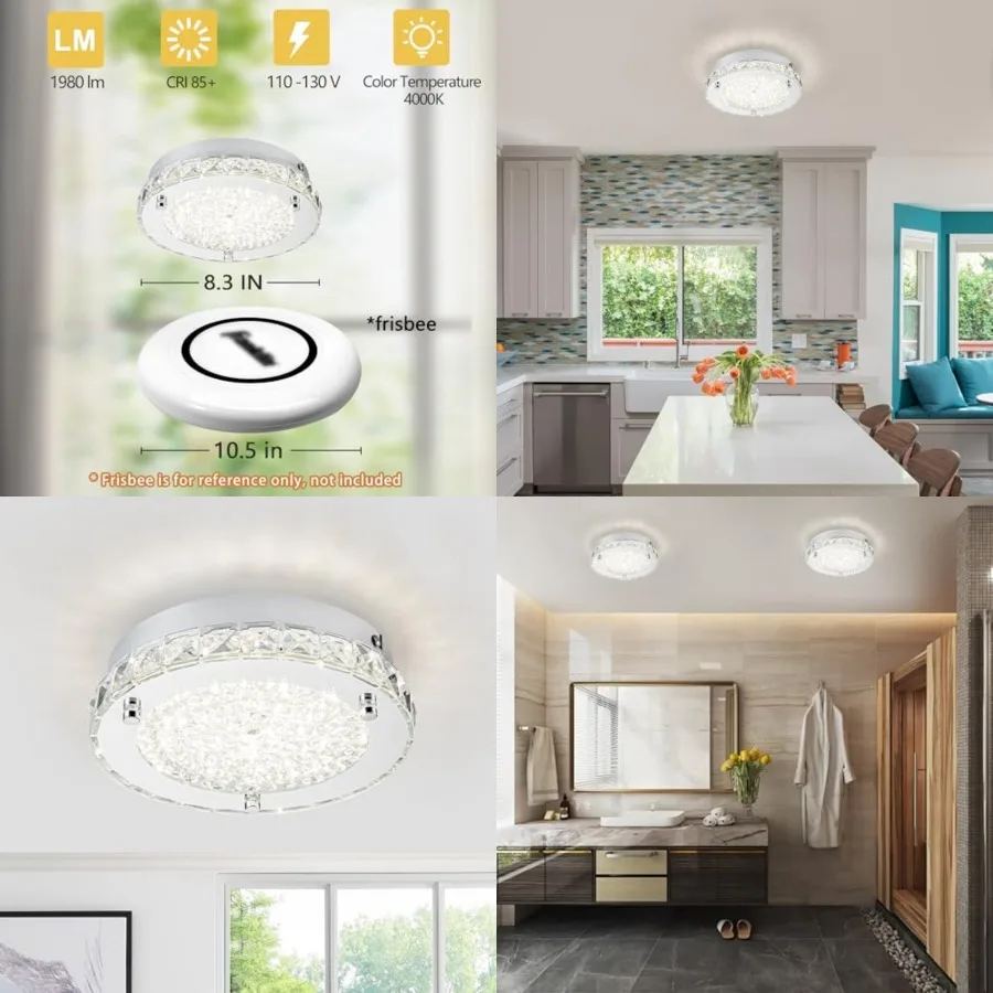 Flush Mount Ceiling Light Fixture Crystal Chrome Ceiling Lights for Kitchen, 8.3" Bedroom LED Light Fixture for Bathroom, Hallw
Flush Mount Ceiling Light Fixture Crystal Chrome Ceiling Lights for Kitchen, 8.3" Bedroom LED Light Fixture for Bathroom, Hallw