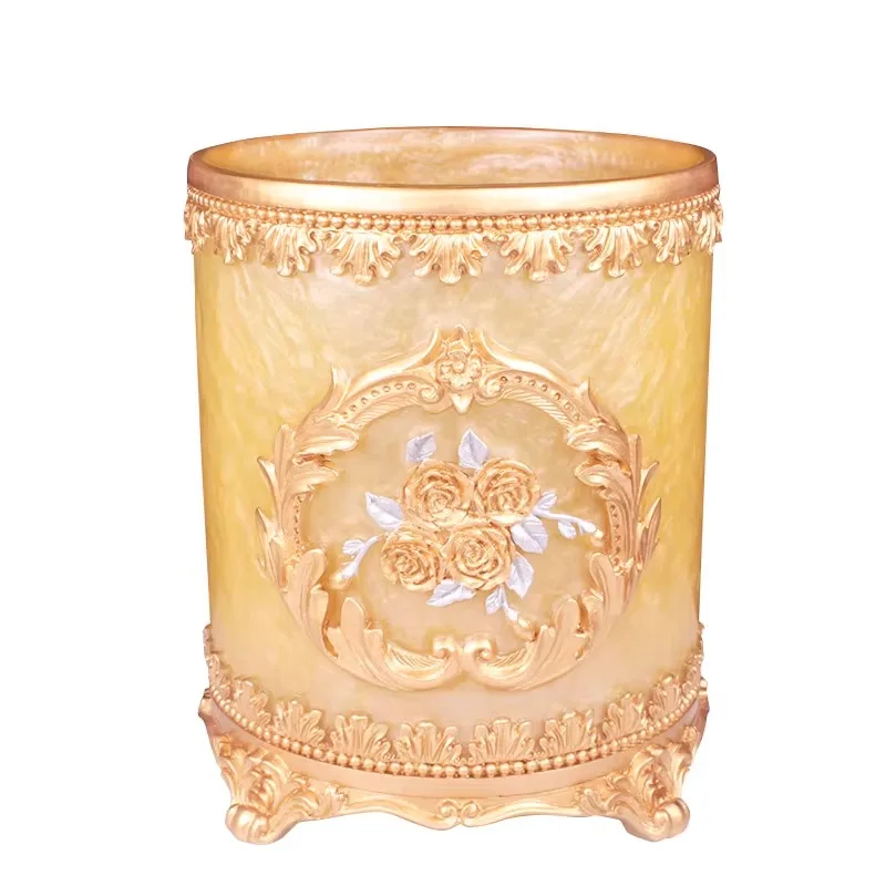 European creative household living room trash can modern large luxury bathroom uncovered retro European and American storage buc
European creative household living room trash can modern large luxury bathroom uncovered retro European and American storage buc