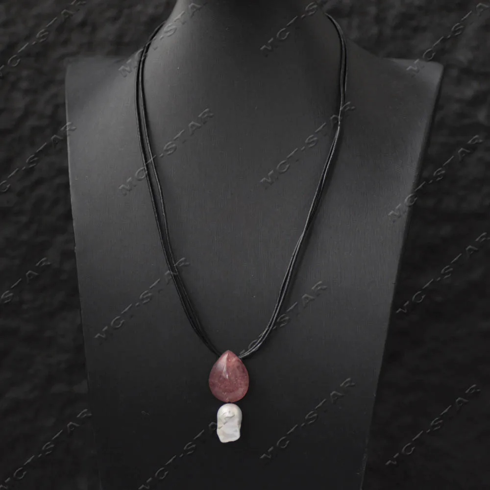 MCT·STAR 25mm 100% Natural Real Pink Drop Strawberry Crystal White Baroque Keshi Pearl Leather Rope Pendant (Z14610)
MCT·STAR 25mm 100% Natural Real Pink Drop Strawberry Crystal White Baroque Keshi Pearl Leather Rope Pendant (Z14610)