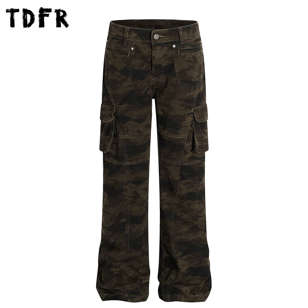 Pocket Spliced Camouflage Cargo Pants Mens Retro Safari Style Loose Straight Flare pants Men Trousers
Pocket Spliced Camouflage Cargo Pants Mens Retro Safari Style Loose Straight Flare pants Men Trousers