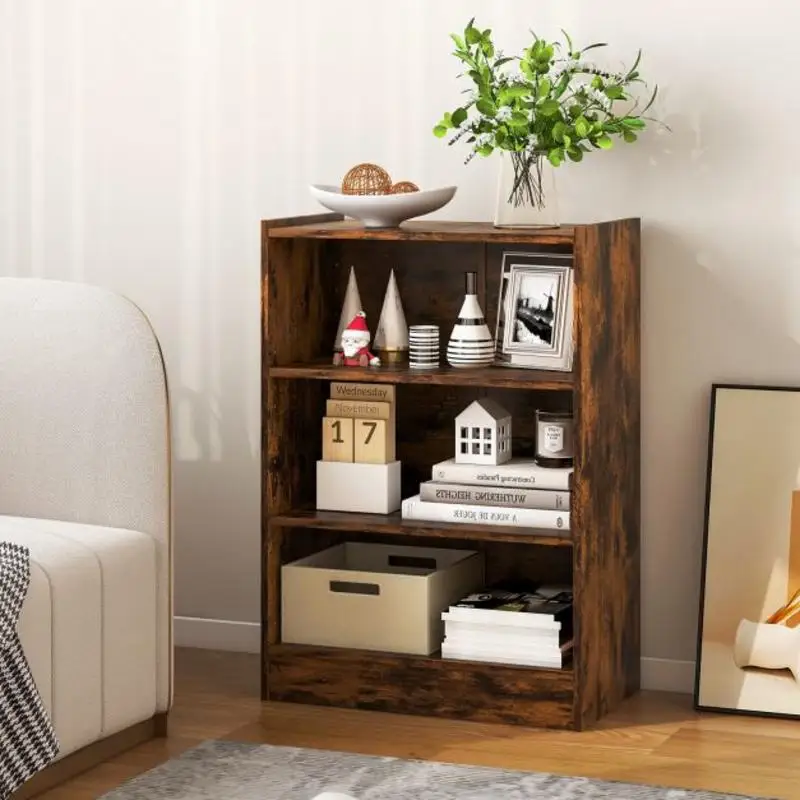 3-Tier Bookcase Open Display Rack Cabinet with Adjustable Shelves-Rustic Brown
3-Tier Bookcase Open Display Rack Cabinet with Adjustable Shelves-Rustic Brown
