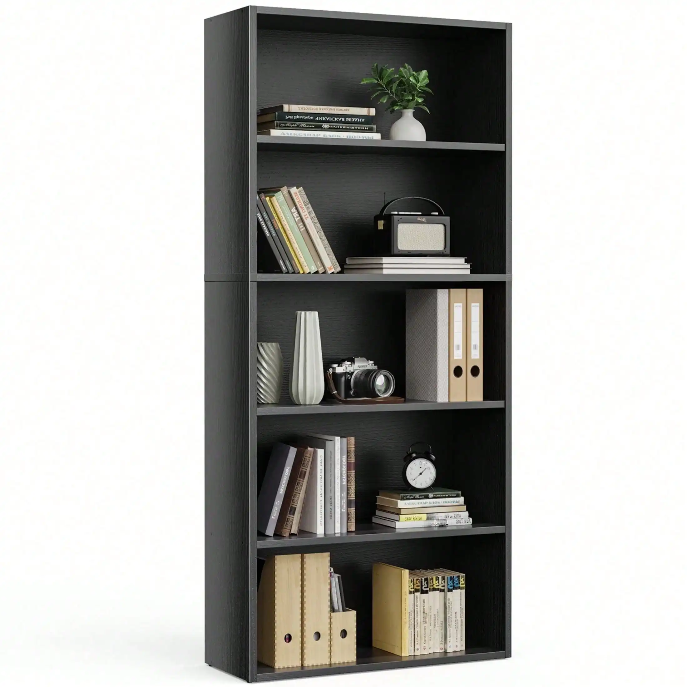 5-Tier Bookshelves With Adjustable Shelves, Floor Standing Bookcase For Home & Office Storage, Black
5-Tier Bookshelves With Adjustable Shelves, Floor Standing Bookcase For Home & Office Storage, Black