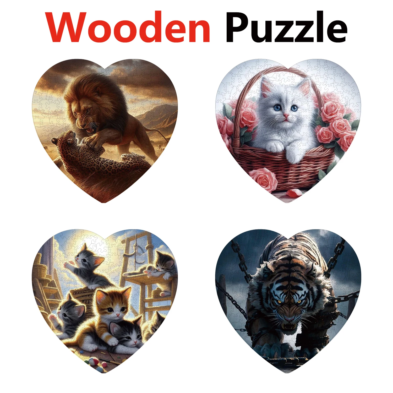 Heart-shaped Animal Jigsaws For Adult Child Gifts Lion Cat Tiger Puzzles Distinctive Party Game Mysterious Wooden Puzzle
Heart-shaped Animal Jigsaws For Adult Child Gifts Lion Cat Tiger Puzzles Distinctive Party Game Mysterious Wooden Puzzle