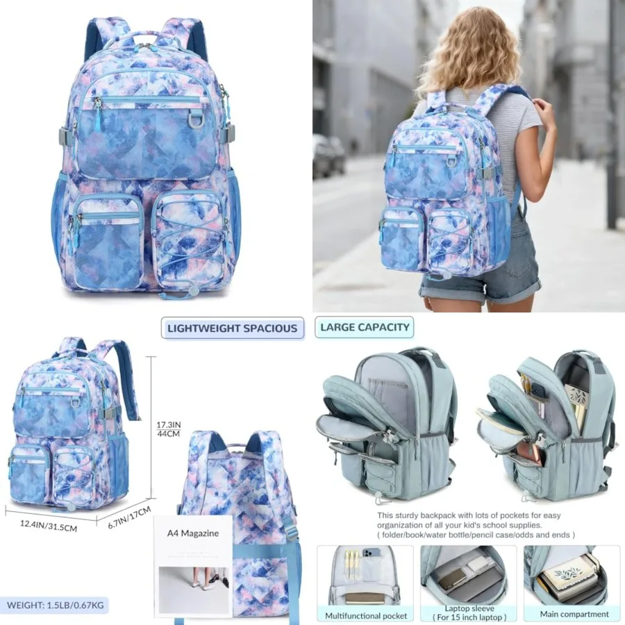 Multi-Pocket Backpack for School College Travel, Heavy Duty Big Bookbag with 15.6 inch Laptop Compartment
Multi-Pocket Backpack for School College Travel, Heavy Duty Big Bookbag with 15.6 inch Laptop Compartment