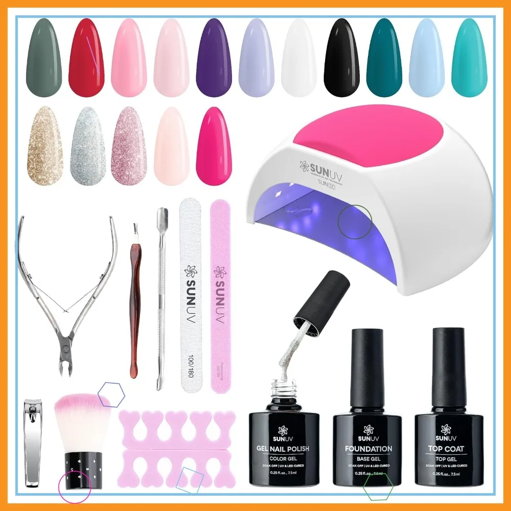 16 Colors Gel Nail Polish Kit with UV Light, Base and Top Coat, 8 Manicure Tools Gift for Women
16 Colors Gel Nail Polish Kit with UV Light, Base and Top Coat, 8 Manicure Tools Gift for Women