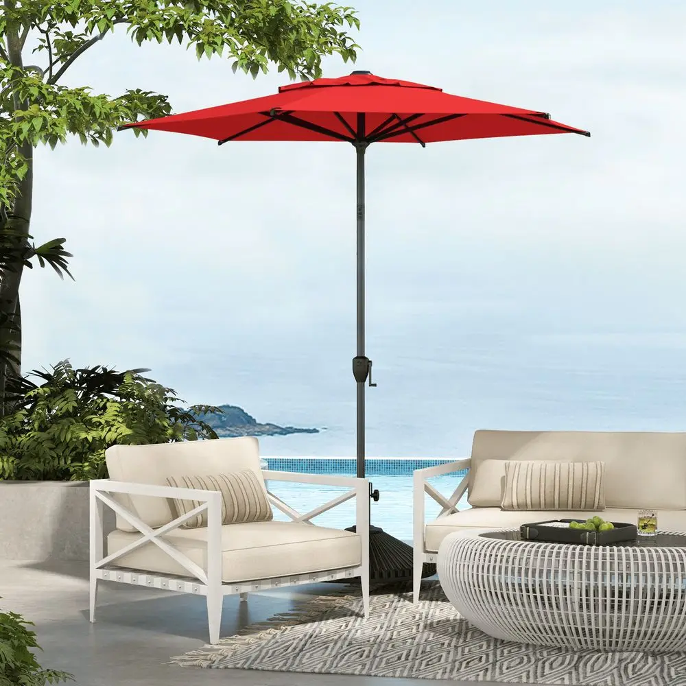7.5t Oslo Outdoor Umbrella w/ Push Button & Crank, 6 Ribs, k Red
7.5t Oslo Outdoor Umbrella w/ Push Button & Crank, 6 Ribs, k Red