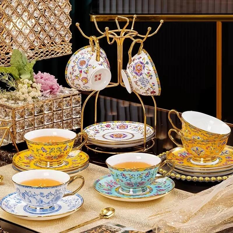 Party 24k pure gold enamel colored porcelain coffee cup set process characteristics
Party 24k pure gold enamel colored porcelain coffee cup set process characteristics