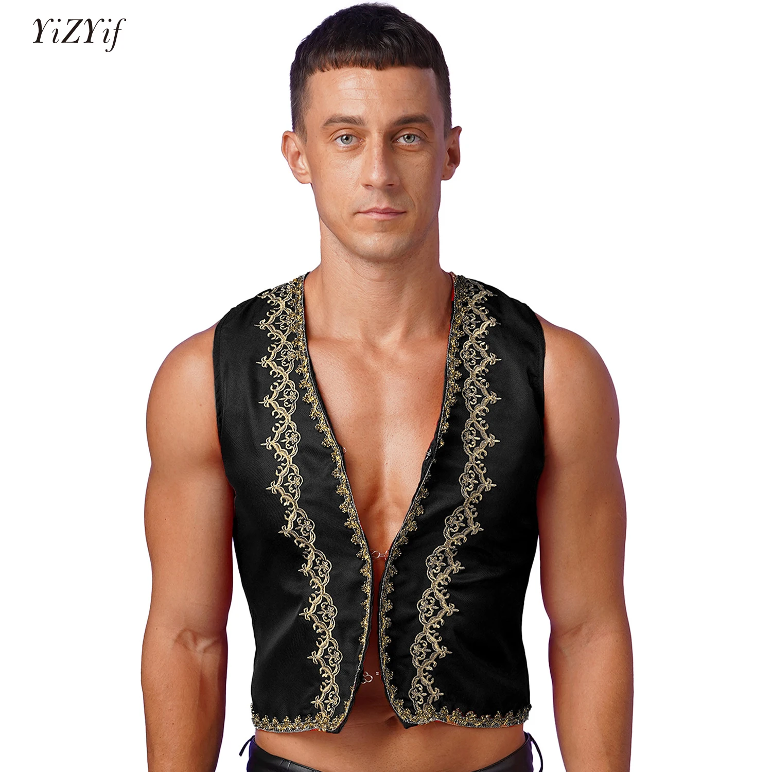 Mens Halloween Egyptian King Cosplay Costume Gold Trims Embroidery Waistcoat Steampunk Victorian Arab Prince Arabian Vest
Mens Halloween Egyptian King Cosplay Costume Gold Trims Embroidery Waistcoat Steampunk Victorian Arab Prince Arabian Vest