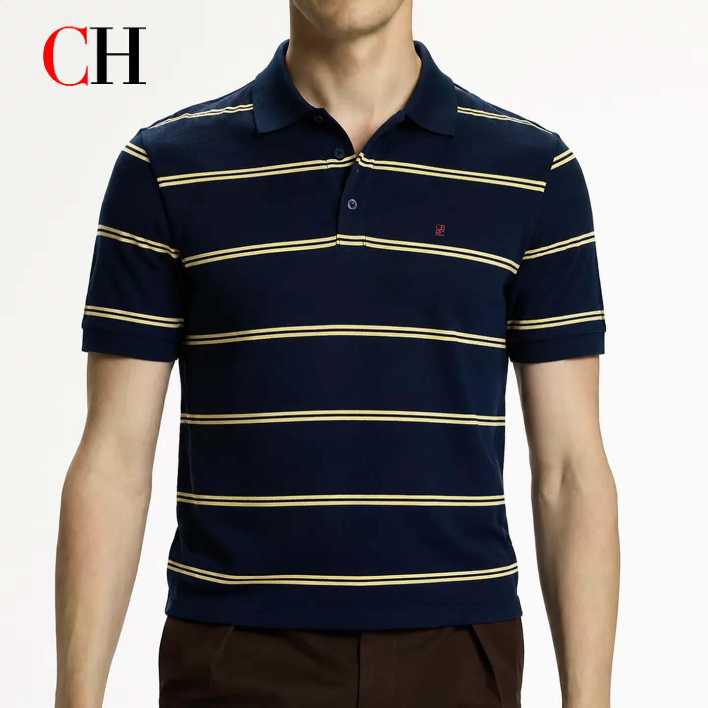 CH Embroidered Stripe Short Sleeve Polo Shirt Men Regular Fit Pique Fabric American Style Casual Daily Wear Tops
CH Embroidered Stripe Short Sleeve Polo Shirt Men Regular Fit Pique Fabric American Style Casual Daily Wear Tops
