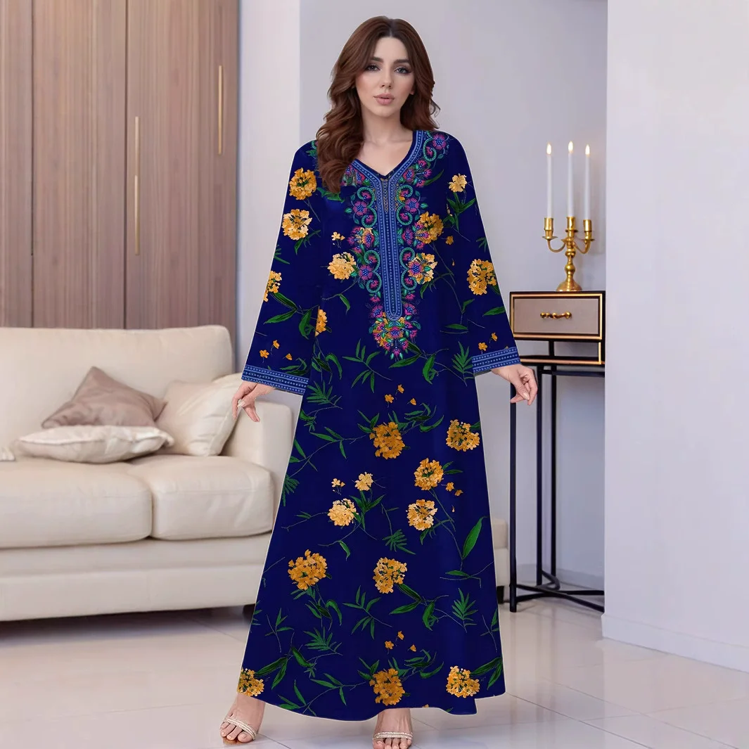 Women Vintage Long Sleeve Abaya Floral Print Muslim Maxi Dress Fashion Sundress Robe Femme Marocain Dubai Turkey Vestido
Women Vintage Long Sleeve Abaya Floral Print Muslim Maxi Dress Fashion Sundress Robe Femme Marocain Dubai Turkey Vestido