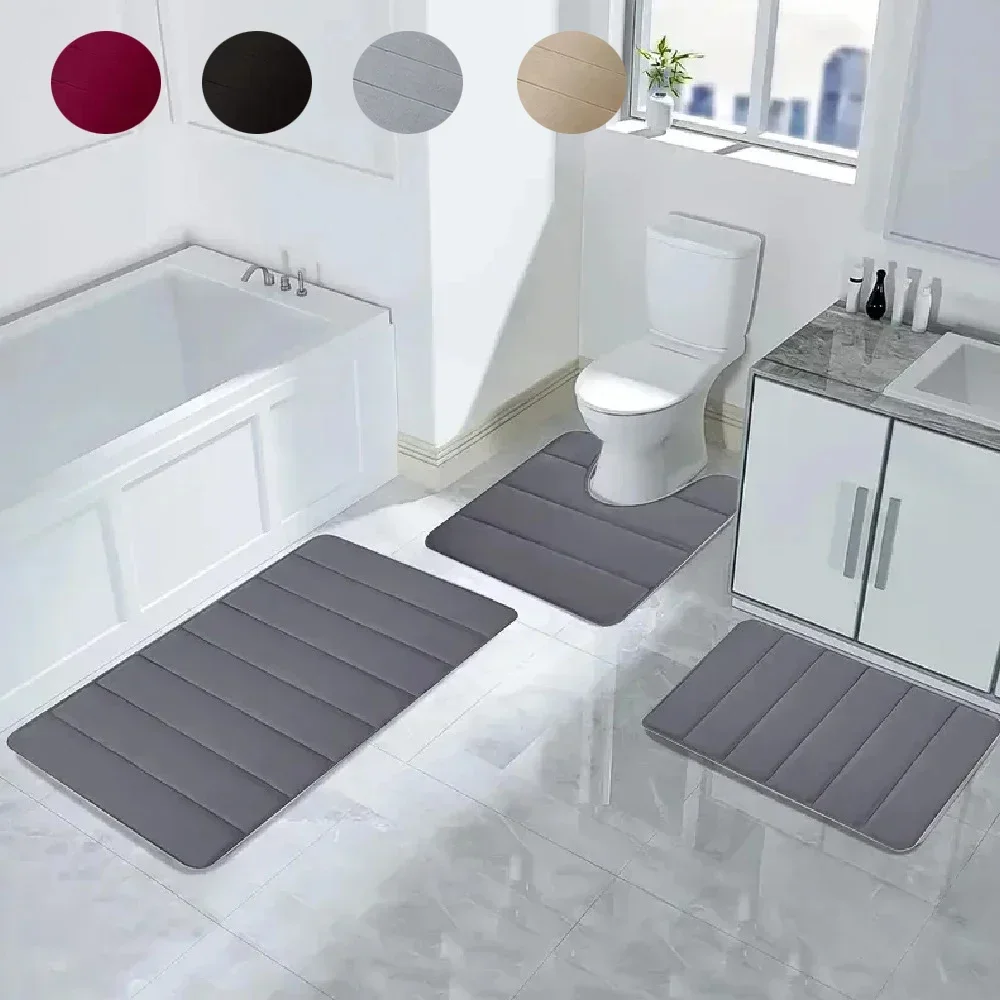 Bath Mats 3 Piece Set Soft Foot Mat Absorbent Memory Foam Dry Fast Non-slip Floor Kitchen Shower Room Doormat Toilet Floor Mat
Bath Mats 3 Piece Set Soft Foot Mat Absorbent Memory Foam Dry Fast Non-slip Floor Kitchen Shower Room Doormat Toilet Floor Mat