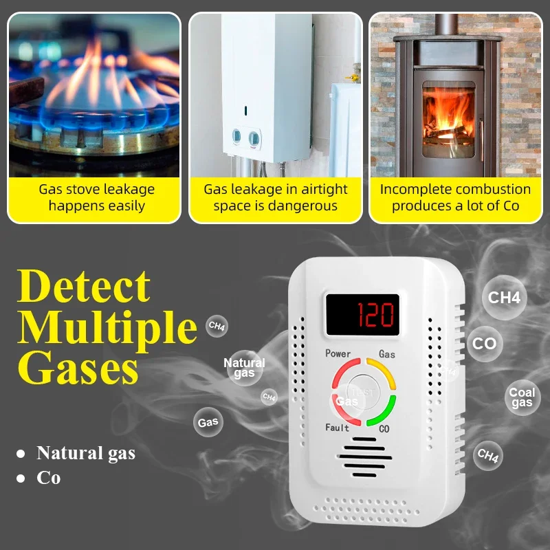 Детектор угарного газа, ЖК-дисплей, газовая сигнализация 2-в-1, CO, композитный детектор утечки природного газа, монитор, сигнализация для дома, кухни, автофургона 
Детектор угарного газа, ЖК-дисплей, газовая сигнализация 2-в-1, CO, композитный детектор утечки природного газа, монитор, сигнализация для дома, кухни, автофургона