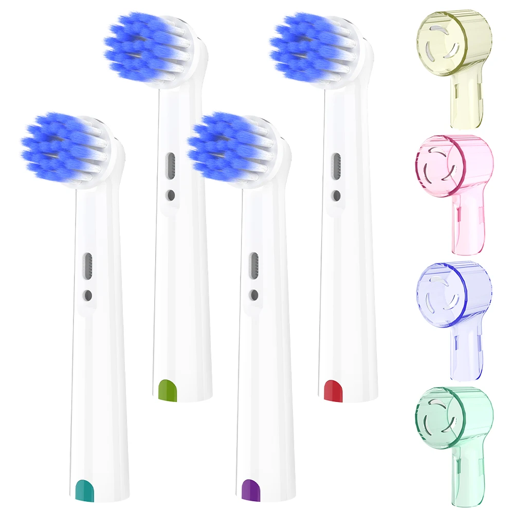 4 сменные мягкие насадки для щетки с 4 пылезащитными защитными колпачками для насадок зубных щеток, совместимые с электрической зубной щеткой Oral B.
4 сменные мягкие насадки для щетки с 4 пылезащитными защитными колпачками для насадок зубных щеток, совместимые с электрической зубной щеткой Oral B.