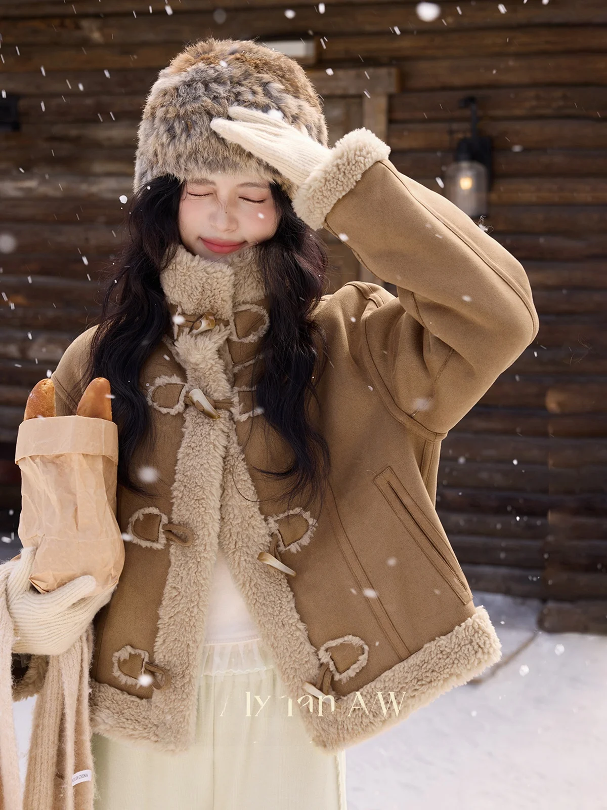 Caramel Colored ort Lamb Fur Jaet Women's Winter Outerwear Moscow Snowflake Design High Collar Button up Loose Fit Coat
Caramel Colored ort Lamb Fur Jaet Women's Winter Outerwear Moscow Snowflake Design High Collar Button up Loose Fit Coat