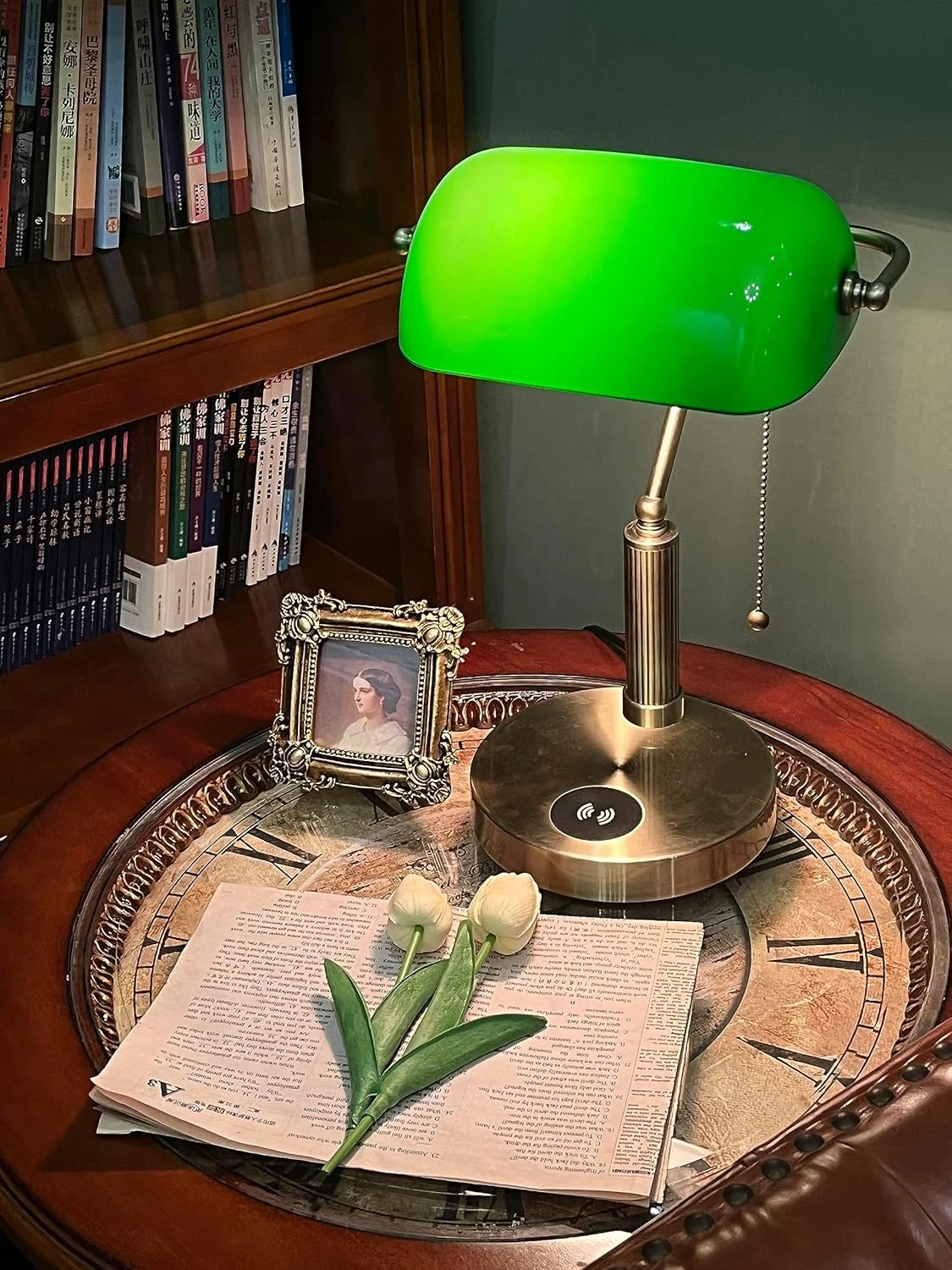 Bankers Lamp with2 USB and Wireless Charging Port,Pull Chain Switch Green Glass Desk Lamp, E26 Base,Traditional Library
Bankers Lamp with2 USB and Wireless Charging Port,Pull Chain Switch Green Glass Desk Lamp, E26 Base,Traditional Library