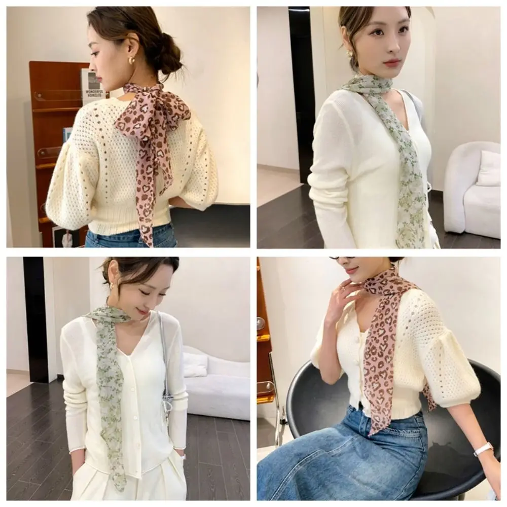 Fashion Ribbon Leopard Print Scarf Flower Thin Scarf Headband Hair Accessories Dressing Decoration Long Scarves Spring Summer
Fashion Ribbon Leopard Print Scarf Flower Thin Scarf Headband Hair Accessories Dressing Decoration Long Scarves Spring Summer