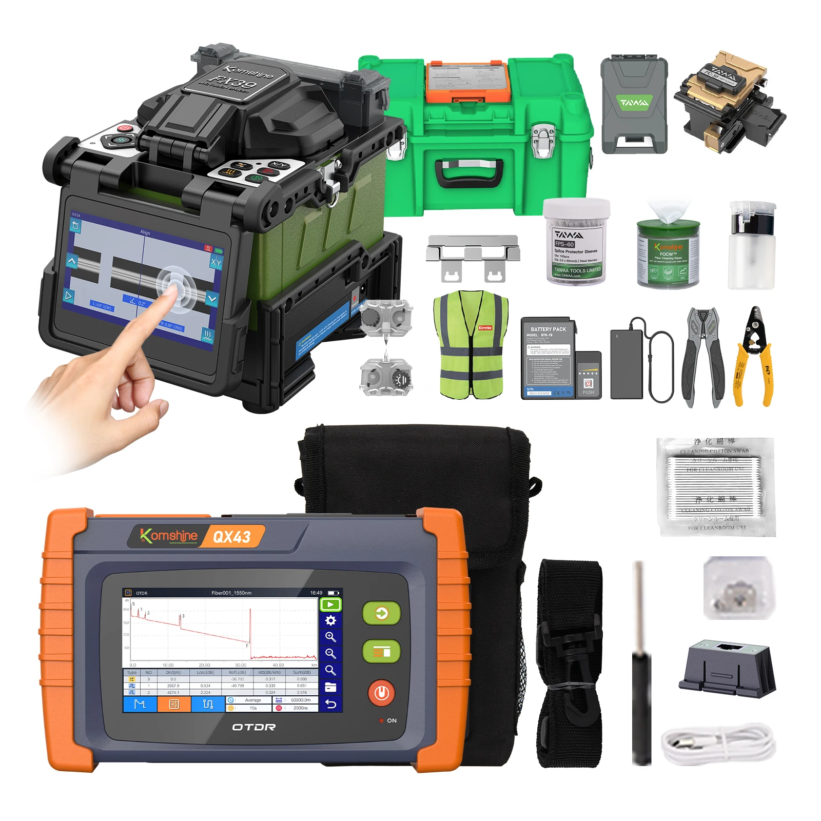 Komshine FX39 Fiber Splicer 3 Years Warranty 6s Fast Splicing , QX43 Fiber Optic OTDR W/OPM/OLS/VFL/RJ45 Function
Komshine FX39 Fiber Splicer 3 Years Warranty 6s Fast Splicing , QX43 Fiber Optic OTDR W/OPM/OLS/VFL/RJ45 Function