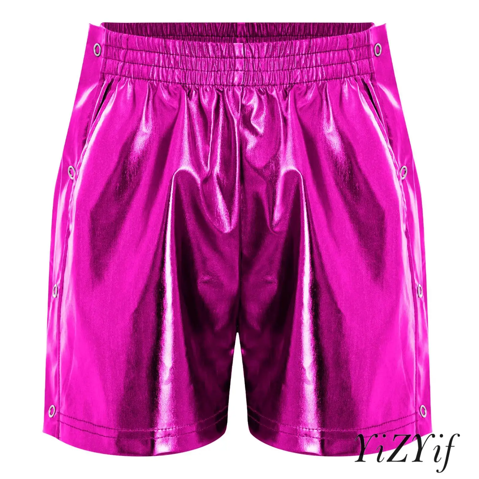 Kids Boys Girls Metallic Shorts Elastic Waistband Tear-Away Side Press Buttons Shorts with Pockets for Hip Hop Jazz Dance Party
Kids Boys Girls Metallic Shorts Elastic Waistband Tear-Away Side Press Buttons Shorts with Pockets for Hip Hop Jazz Dance Party
