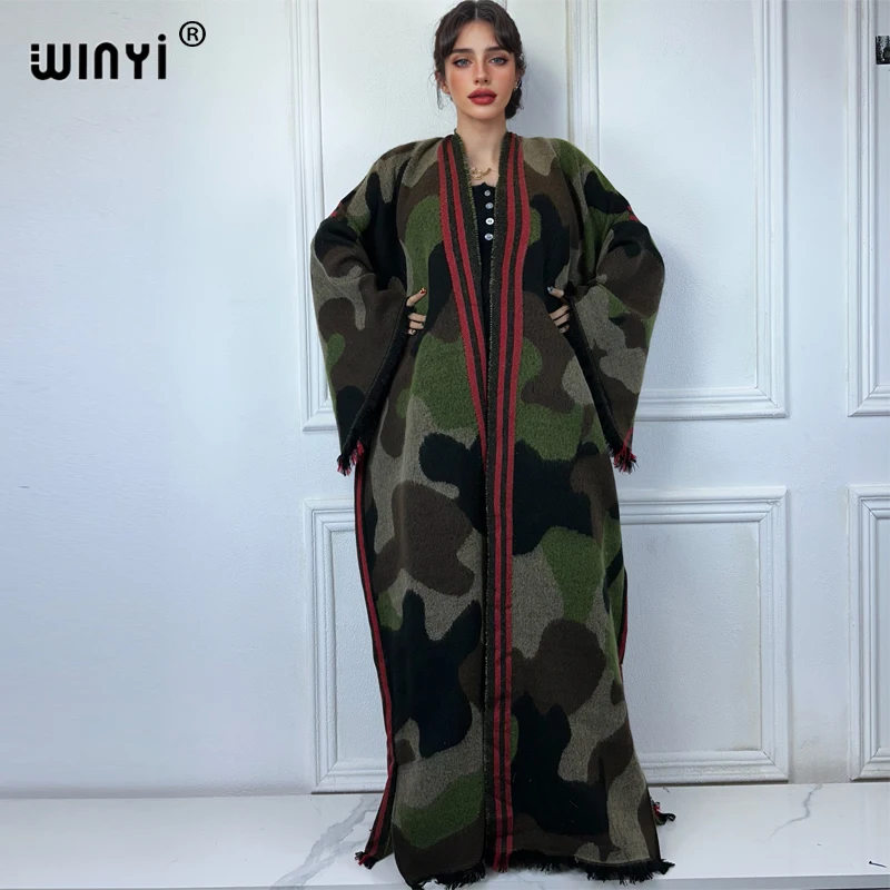 WINYI camouflage colour African women winter kimono long sleeve OverCoat abaya dubai luxury Open Front Long Cardigan party dress
WINYI camouflage colour African women winter kimono long sleeve OverCoat abaya dubai luxury Open Front Long Cardigan party dress