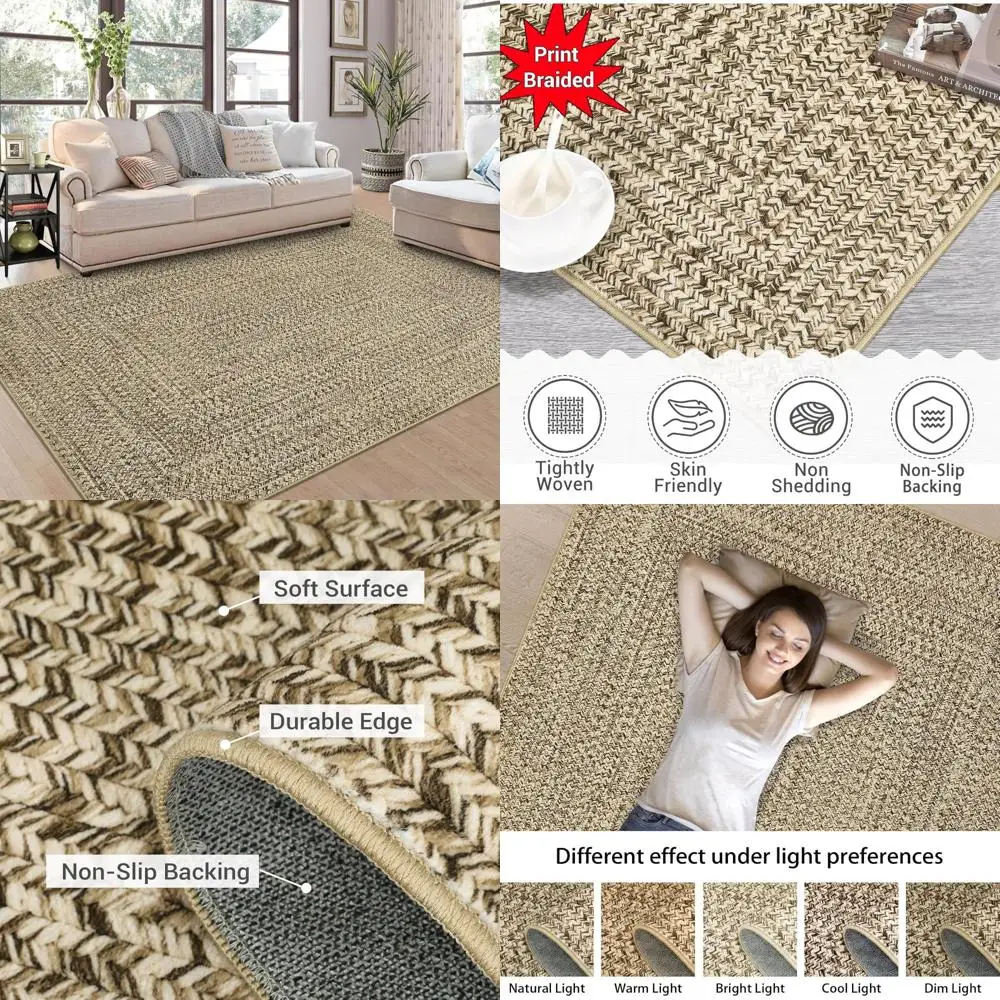 Large 9x12 Washable Living Room Rug - Stain-Resistant, Non-Slip, Braided Farmhouse Style
Large 9x12 Washable Living Room Rug - Stain-Resistant, Non-Slip, Braided Farmhouse Style