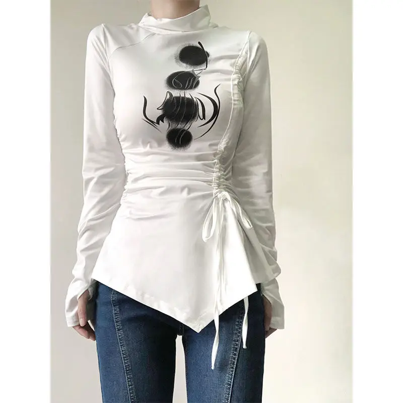 Sweet Drawstring Lacing T Shirt Tops Spring Autumn New Long Sleeve Solid Color Slim Print Pullovers Casual Trend Women Clothing
Sweet Drawstring Lacing T Shirt Tops Spring Autumn New Long Sleeve Solid Color Slim Print Pullovers Casual Trend Women Clothing