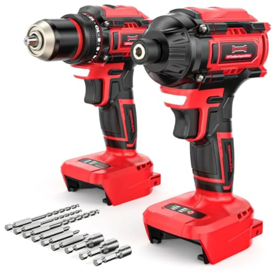 Cordless Drill and Impact Driver Set Compatible with Milwaukee 18V Battery Bare Tool,Brushless Power Tool Combo Kit with Bits,
Cordless Drill and Impact Driver Set Compatible with Milwaukee 18V Battery Bare Tool,Brushless Power Tool Combo Kit with Bits,