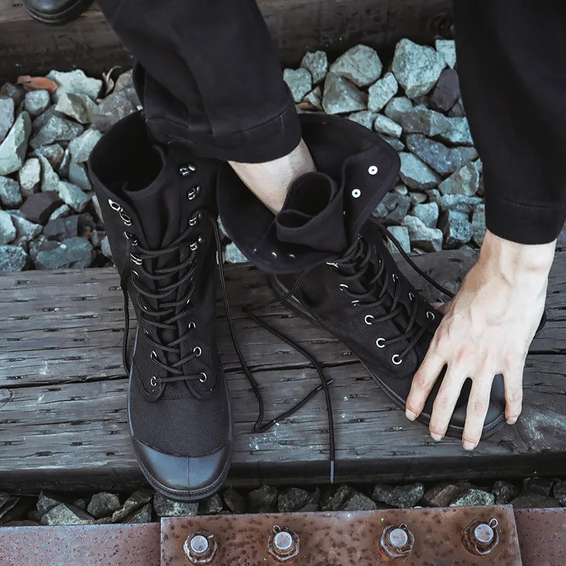 Mid-calf Men Canvas Boots Lace Up Tactical Men Shoes High Top Sneakers Military Boots Work Shoes Jungle Mountaineering Shoes Men
Mid-calf Men Canvas Boots Lace Up Tactical Men Shoes High Top Sneakers Military Boots Work Shoes Jungle Mountaineering Shoes Men