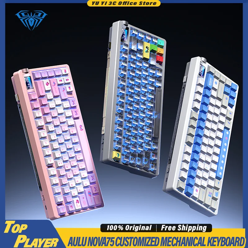 AULA NOVA75 Mechanical Keyboard with Smart Screen Control Knob BT 2.4G Wireless 10000mAh Long Life Battery Dynamic RGB Keyboard
AULA NOVA75 Mechanical Keyboard with Smart Screen Control Knob BT 2.4G Wireless 10000mAh Long Life Battery Dynamic RGB Keyboard