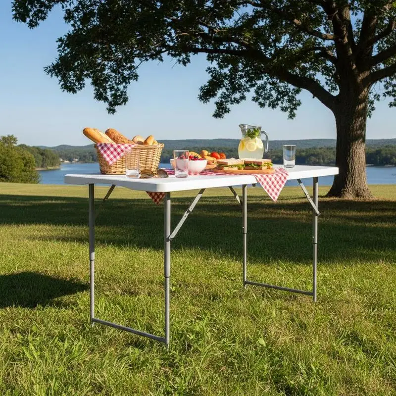 Foldable Utility Desk 4 Feet For Parties Dining Camping, Height Adjustable Portable Rectangle Plastic Surface Built-in Carrying Handle White
Foldable Utility Desk 4 Feet For Parties Dining Camping, Height Adjustable Portable Rectangle Plastic Surface Built-in Carrying Handle White