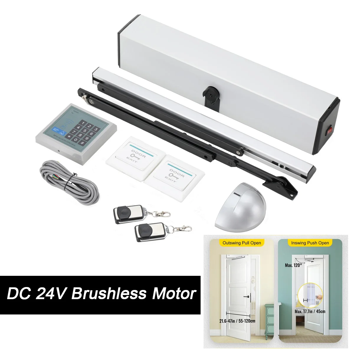 150kg Automatic Swing Door Opener Closer 100v-240V Residential Commercial Electric Swing Gate with 2 Remote Controllers
150kg Automatic Swing Door Opener Closer 100v-240V Residential Commercial Electric Swing Gate with 2 Remote Controllers